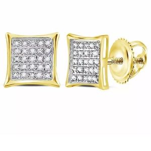 10kt Yellow Gold Womens Cluster Earrings 1/6 Cttw